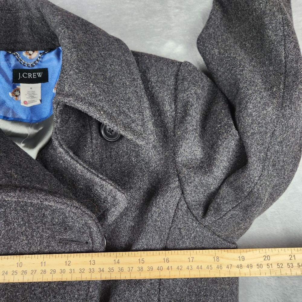 J. Crew Womens Jacket Pea Coat Grey Wool Blend Size M Medium - Picture 5 of 11